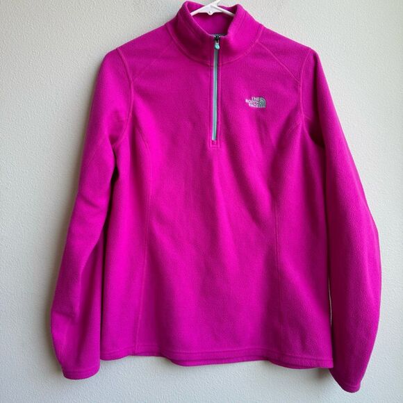 The North Face Glacier 1/4 Zip Pullover Fleece Jacket Size Large Pink Mock Neck - Picture 1 of 5